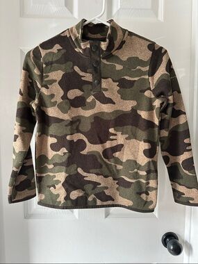 Boys Old Navy Green and Brown Camo Snap Pullover Sz 8 NWOT